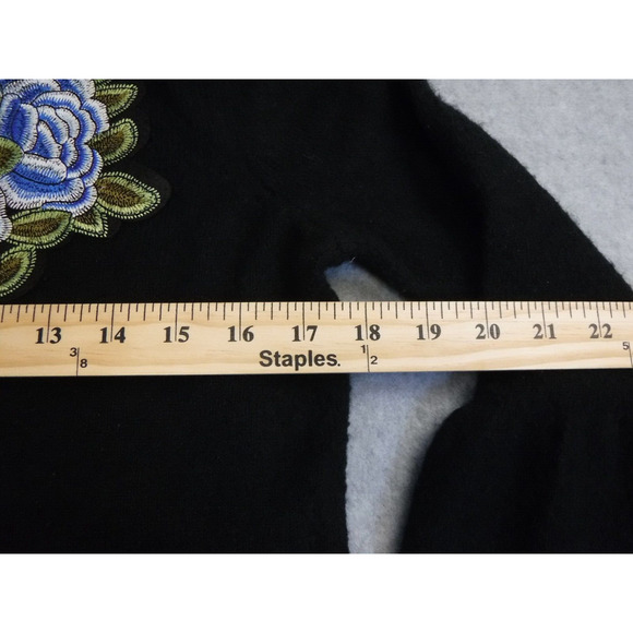 Democracy Artisan Crafted Size Small Black Embroidered Sweater with Bell Sleeve - Picture 6 of 7
